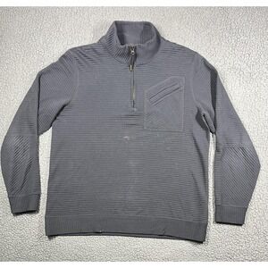 Billy Reid Sweater Mens Large Gray Quarter Zip Pullover Textured Pocket Cotton